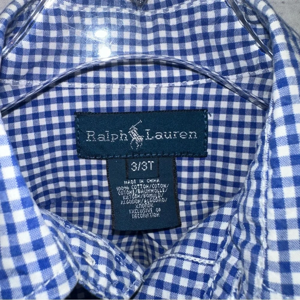 Ralph Lauren Boys Blue Gingham Shirt Size 3t